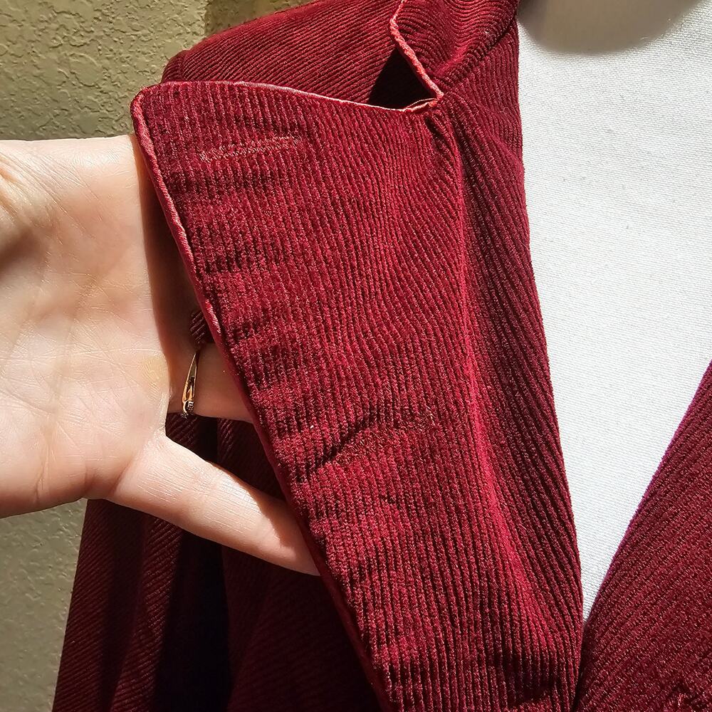 Burgundy Corduroy Velvet S Long Coat Statement Dramatic Gothic Victorian Cosplay - Picture 10 of 16